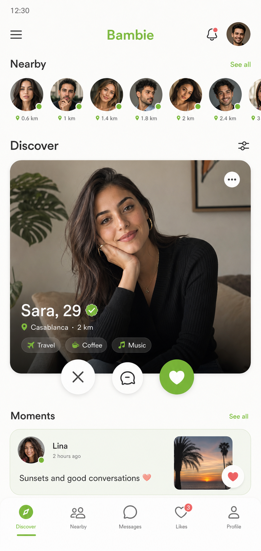 Bambie Discover screen