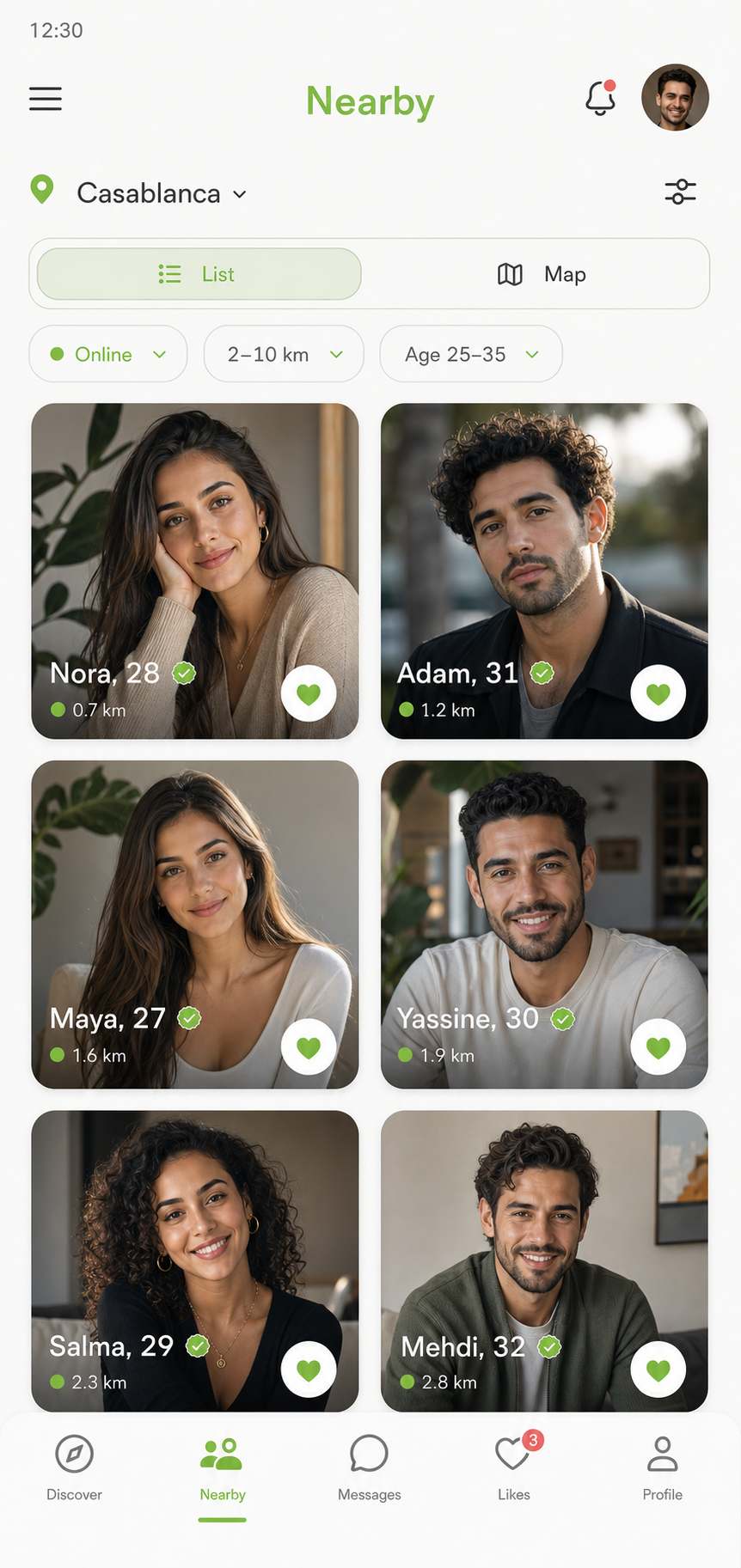 Browse nearby profiles